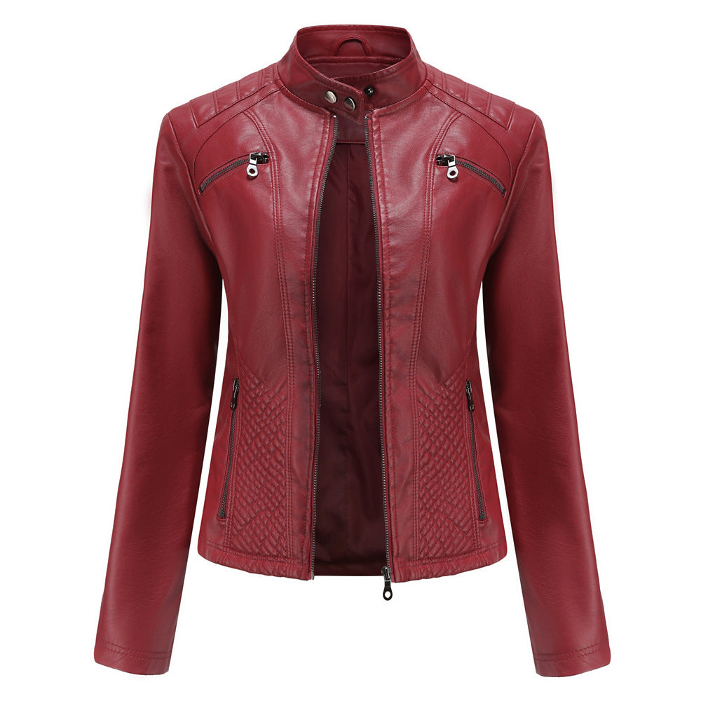 Red leather jacket on a white background