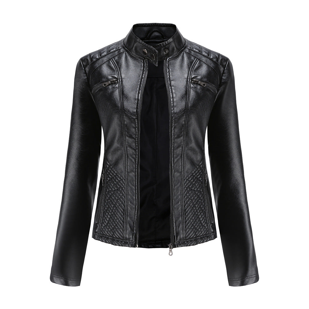 Black leather jacket on a white background